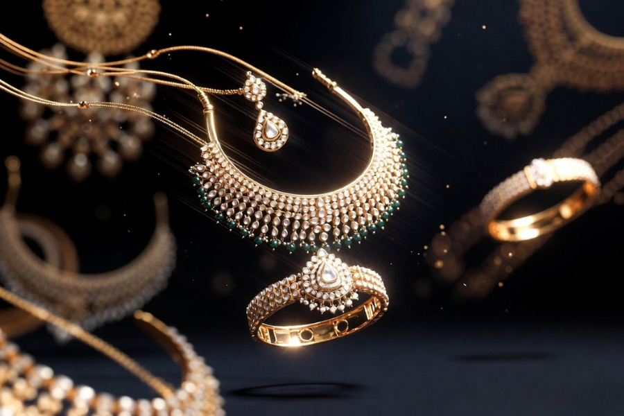 the luxurious floating jewellery with animation effects