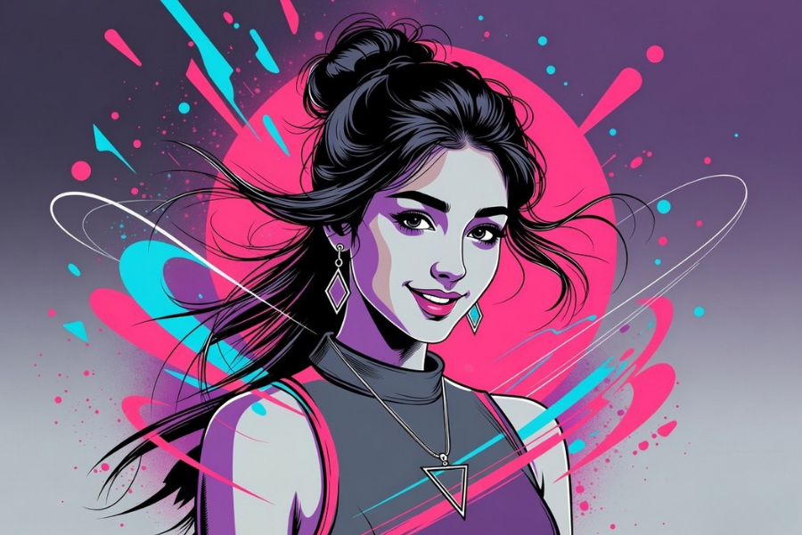 Young Generation Campaign_ The colorful, vibrant animated young woman 